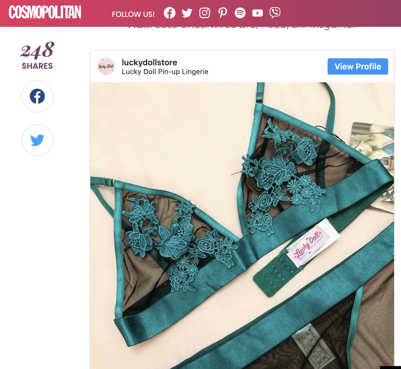 Lucky Doll Lingerie featured in Cosmopolotan Philippines