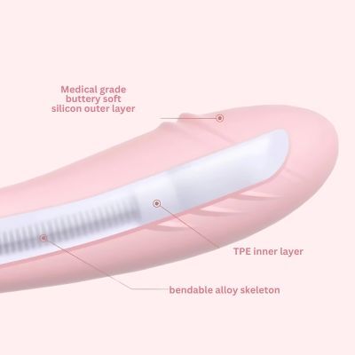pink vibrator dildo cross section of the bendable core