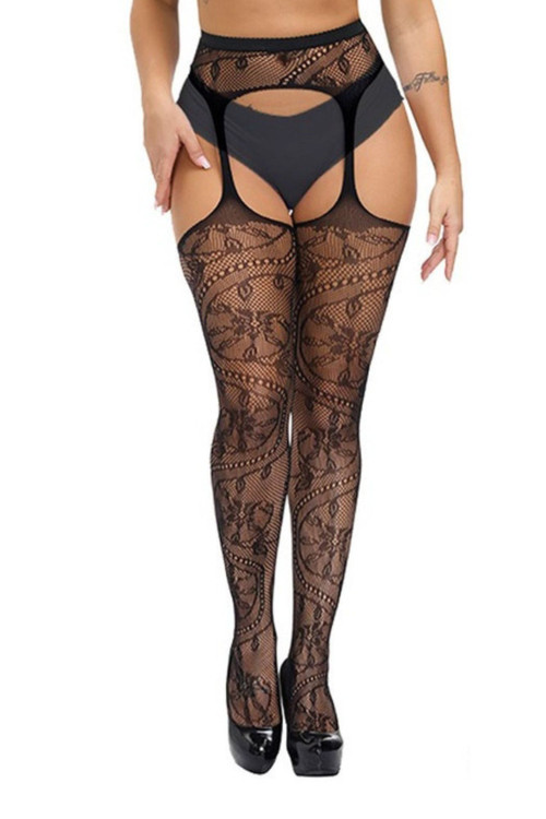 gel lubricador Fishnet Stockings With Garter Classic Black Fishnet Stockings With Attached  Lace Garter Belt