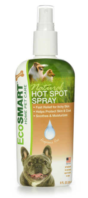 Natural Hot Spot Spray is very calming for your pet with Tea Tree Oil, Aloe Vera and Chamomile.