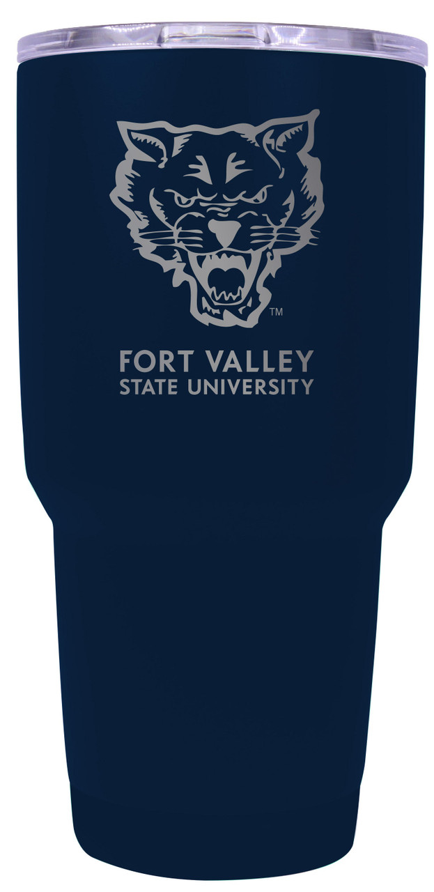 Fort Valley State University 30 oz Laser Engraved Stainless Steel Insulated Tumbler Navy.