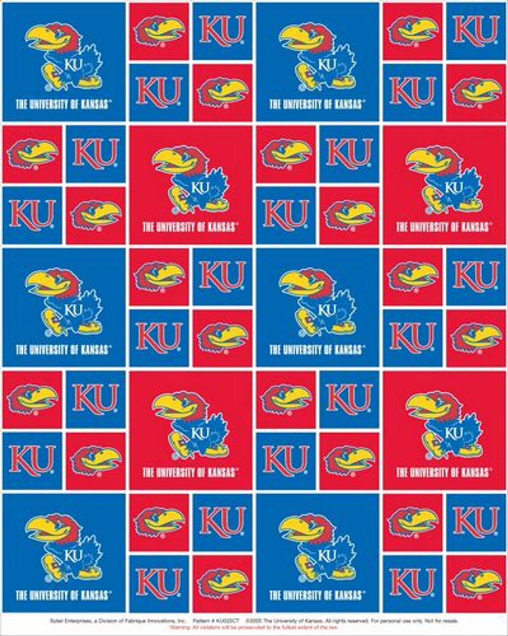 University of Kansas Tone on Tone Cotton Fabric-Sold by The Yard