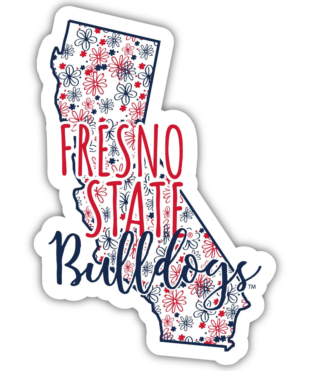 Fresno State Bulldogs Floral State Die Cut Decal 2-Inch