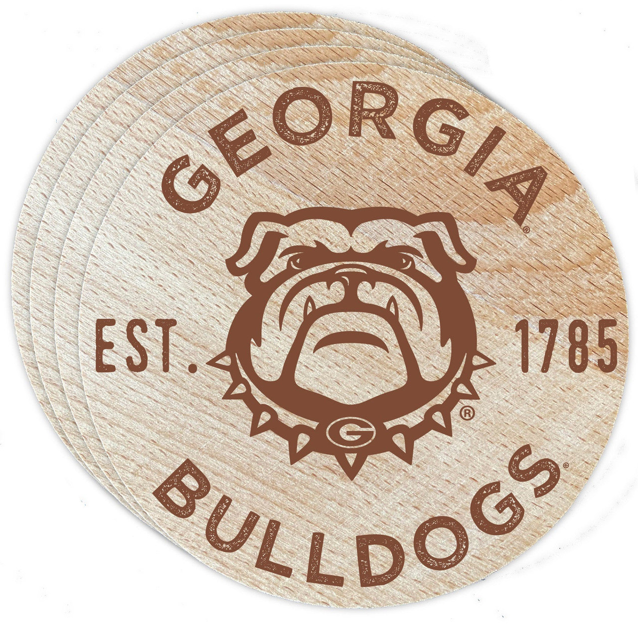 Georgia Bulldogs Wood Coaster Engraved 4 Pack