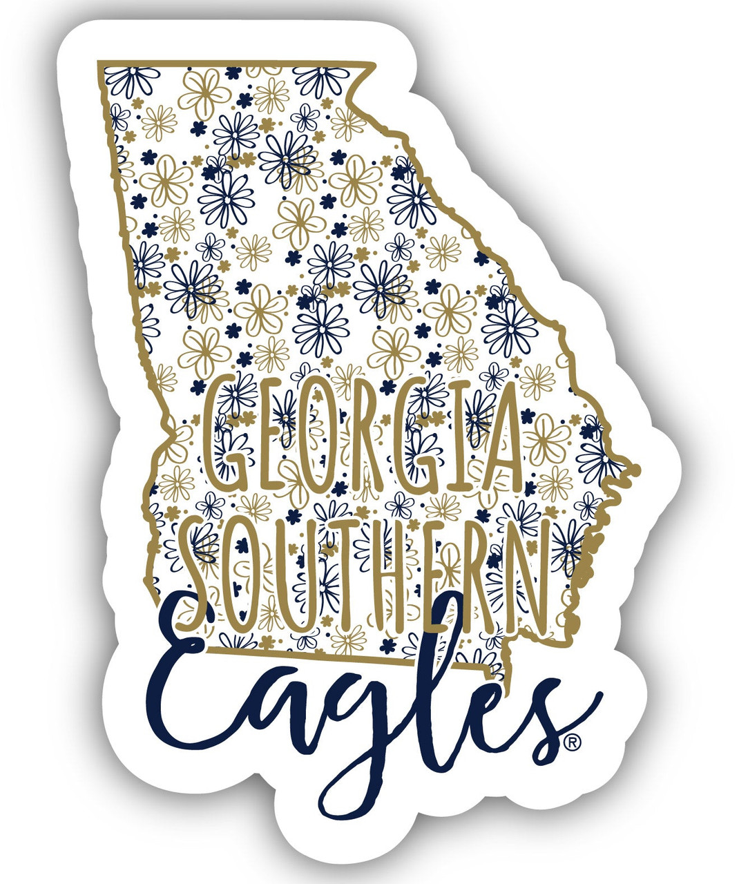 Georgia Southern Eagles Floral State Die Cut Decal 2-Inch