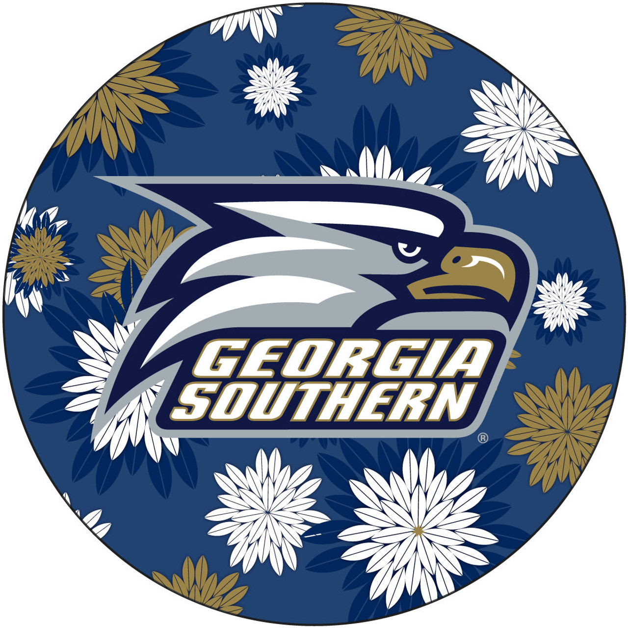Georgia Southern Eagles NCAA Collegiate Trendy Floral Flower Fashion Pattern 4 Inch Round Decal Sticker