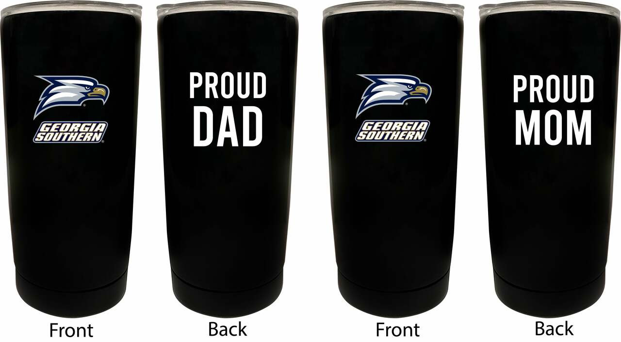 Georgia Southern Eagles Proud Mom and Dad 16 oz Insulated Stainless Steel Tumblers 2 Pack Black.