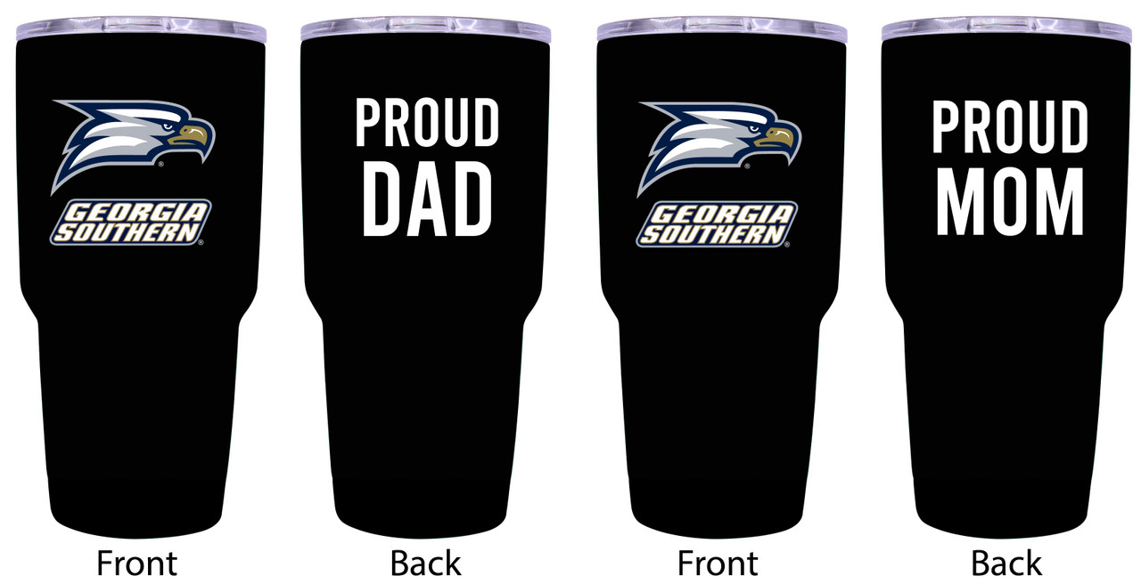 Georgia Southern Eagles Proud Mom and Dad 24 oz Insulated Stainless Steel Tumblers 2 Pack Black.