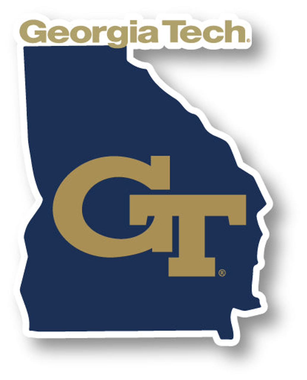 Georgia Tech Yellow Jackets 4 Inch State Shape Vinyl Decal Sticker