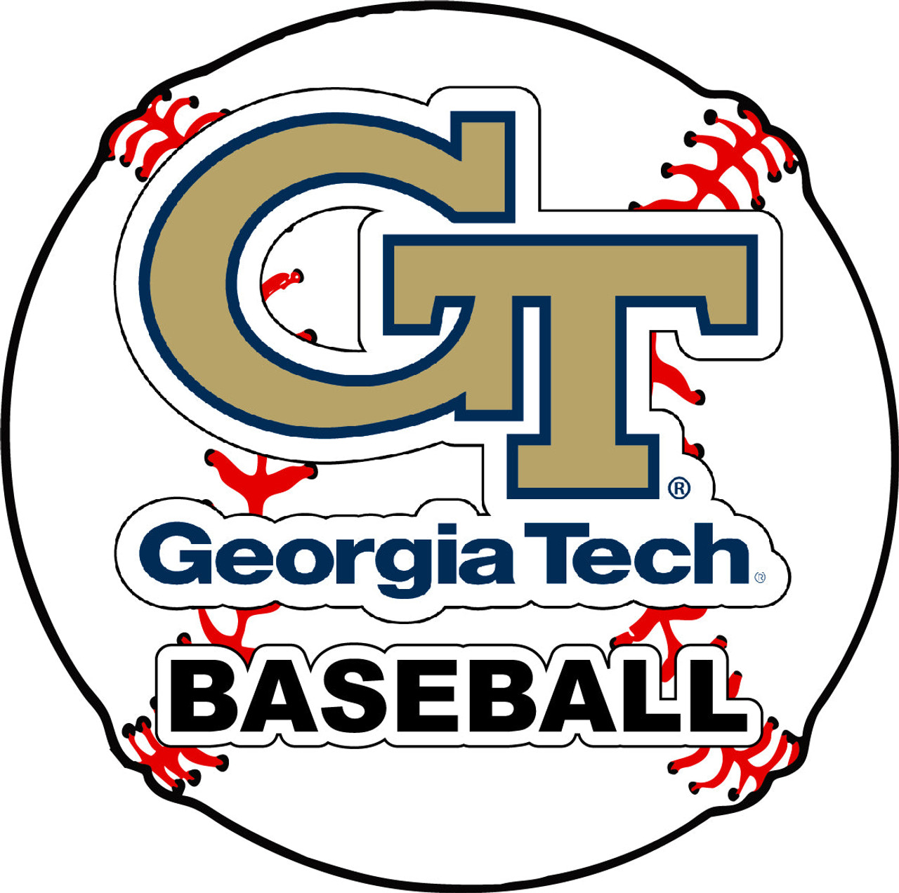 Georgia Tech Yellow Jackets 4-Inch Round Baseball Vinyl Decal Sticker