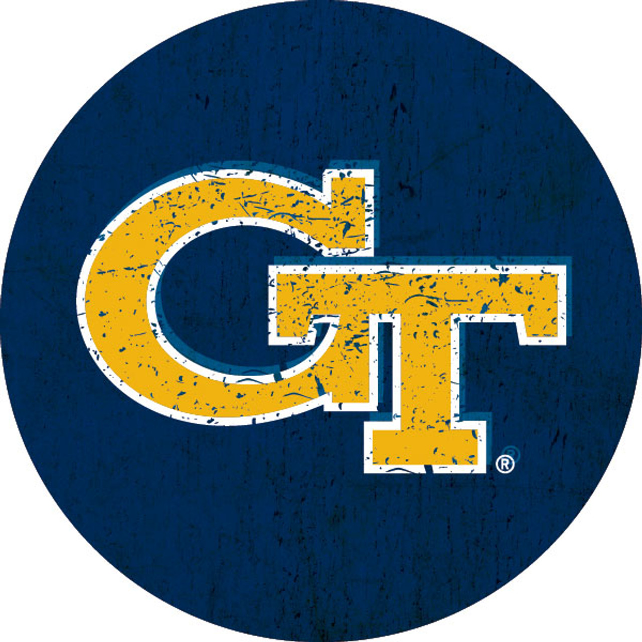 Georgia Tech Yellow Jackets Distressed Wood Grain 4" Round Magnet