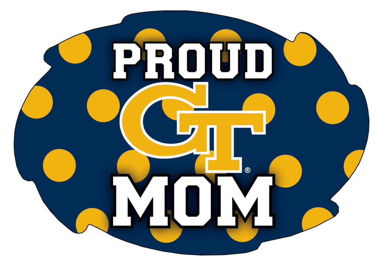 Georgia Tech Yellow Jackets NCAA Collegiate Trendy Polka Dot Proud Mom 5" x 6" Swirl Decal Sticker