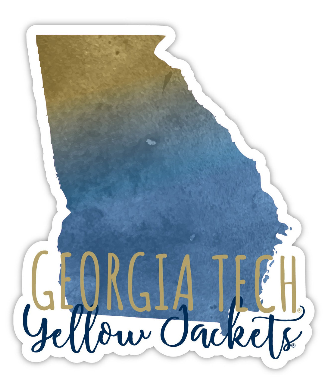 Georgia Tech Yellow Jackets Watercolor State Die Cut Decal 2-Inch