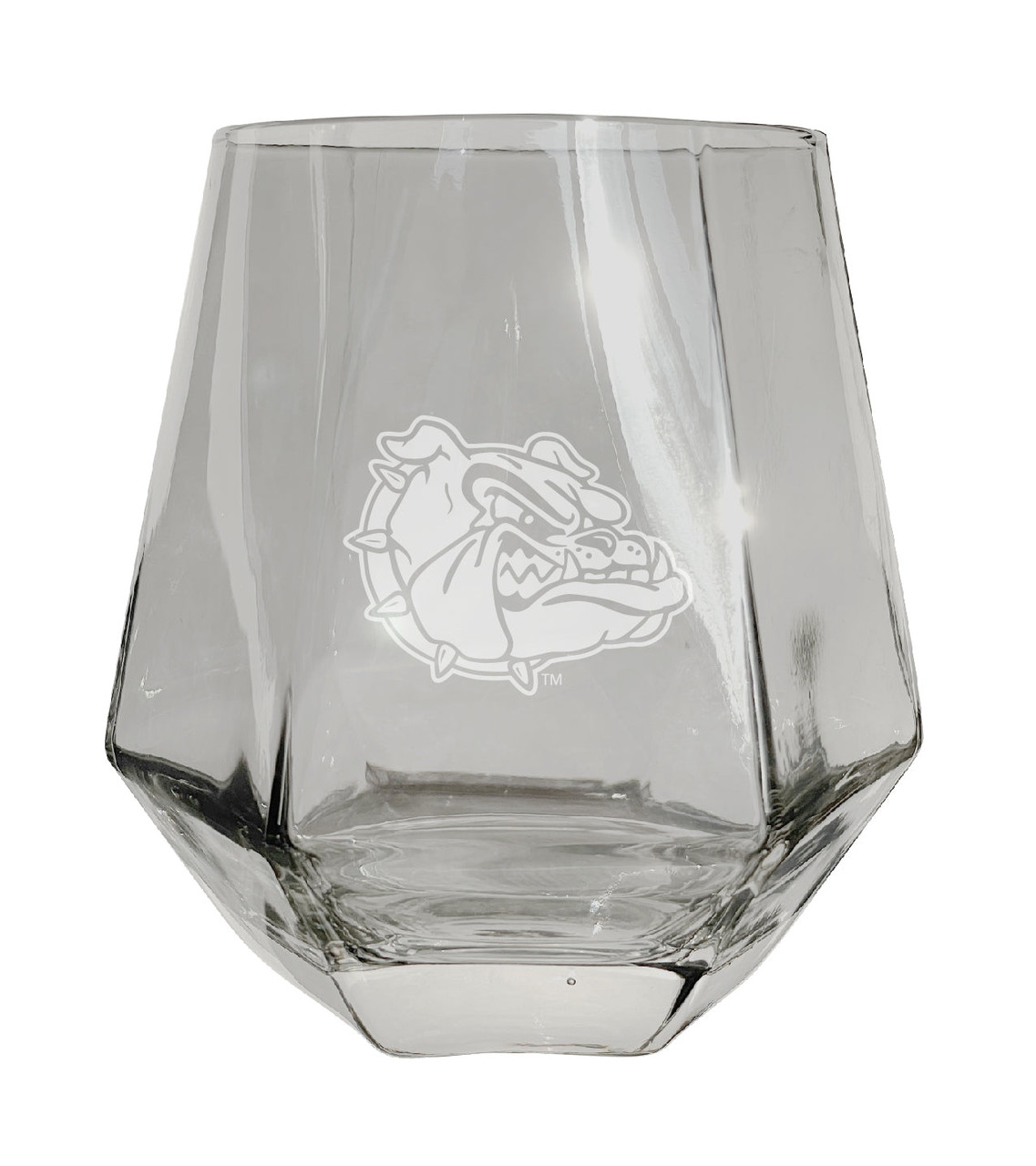 Gonzaga Bulldogs Etched Diamond Cut Stemless 10 ounce Wine Glass Clear