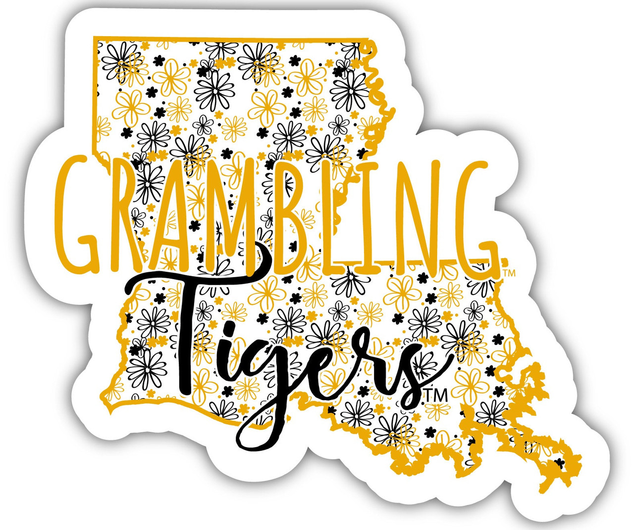 Grambling State Tigers Floral State Die Cut Decal 2-Inch