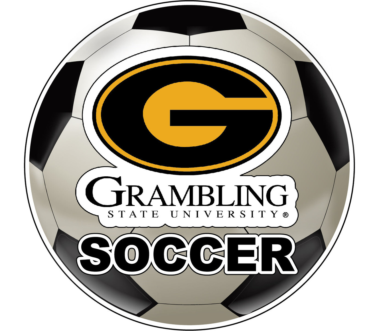 Grambling University Tigers 4-Inch Round Soccer Ball Vinyl Decal Sticker