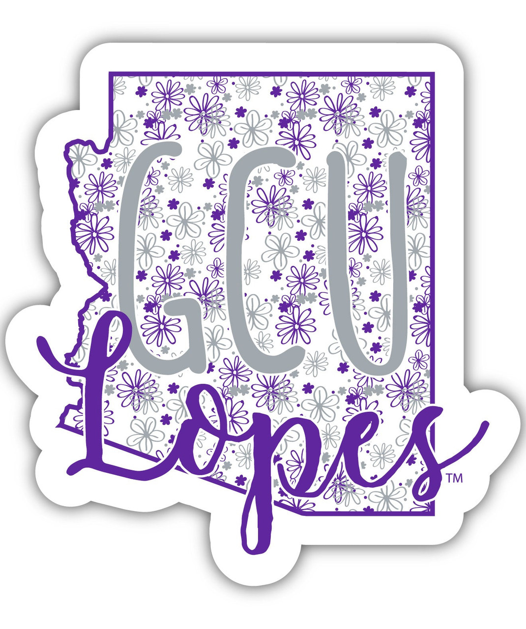 Grand Canyon University Lopes Floral State Die Cut Decal 4-Inch