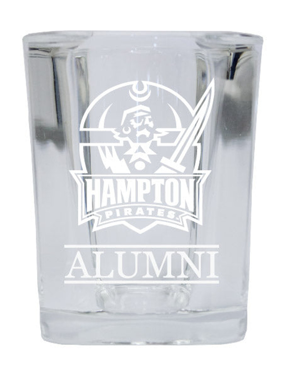 Hampton University College Alumni 2 Ounce Square Shot Glass laser etched