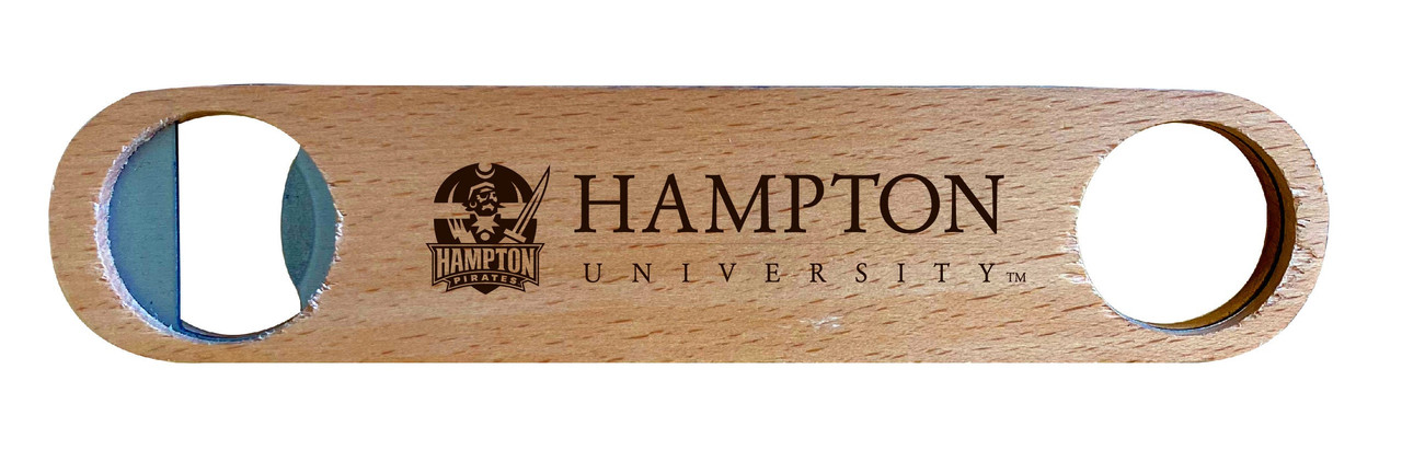 Hampton University Laser Etched Wooden Bottle Opener College Logo Design