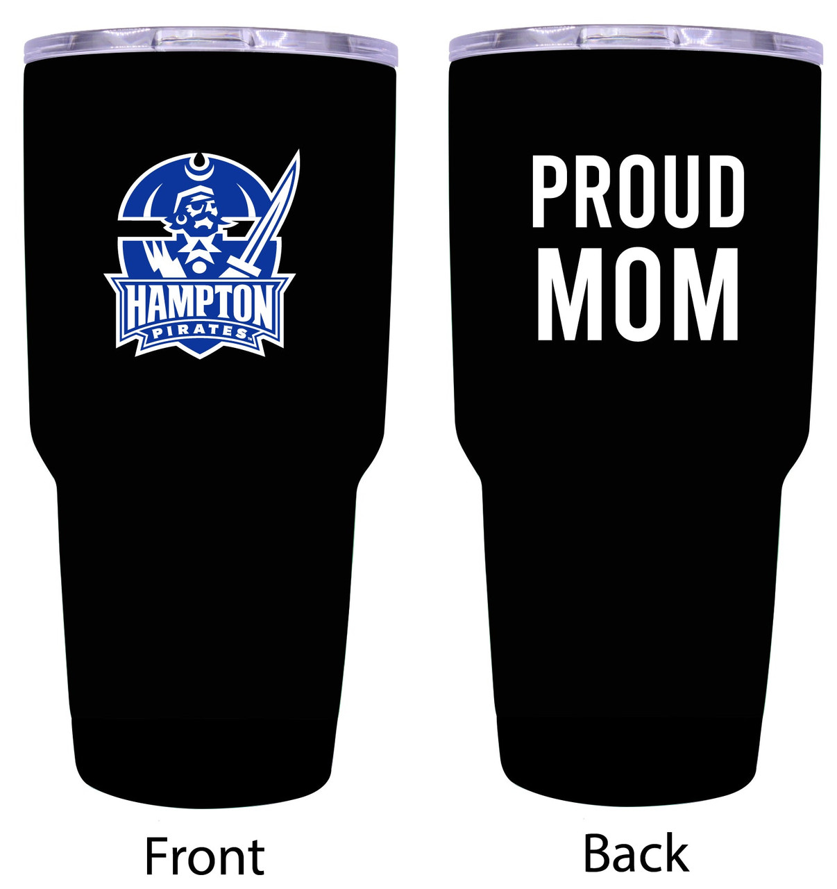 Hampton University Proud Mom 24 oz Insulated Stainless Steel Tumblers Black.