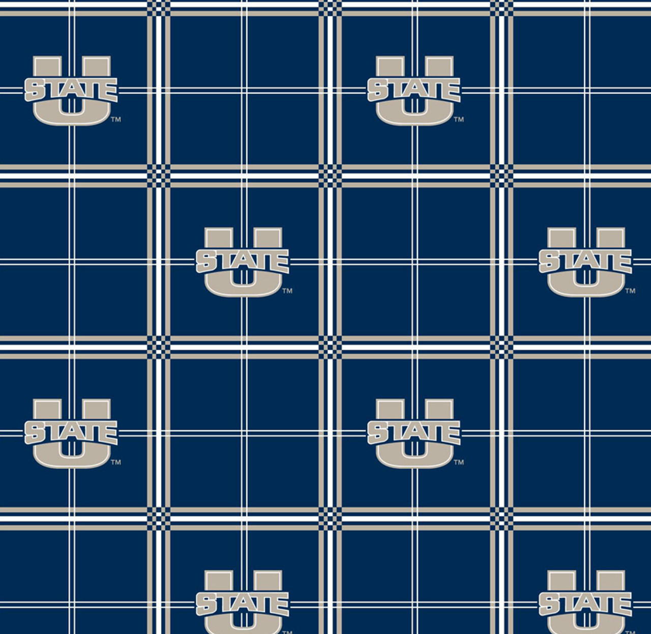 Utah State University Aggies Flannel Fabric with Plaid Print