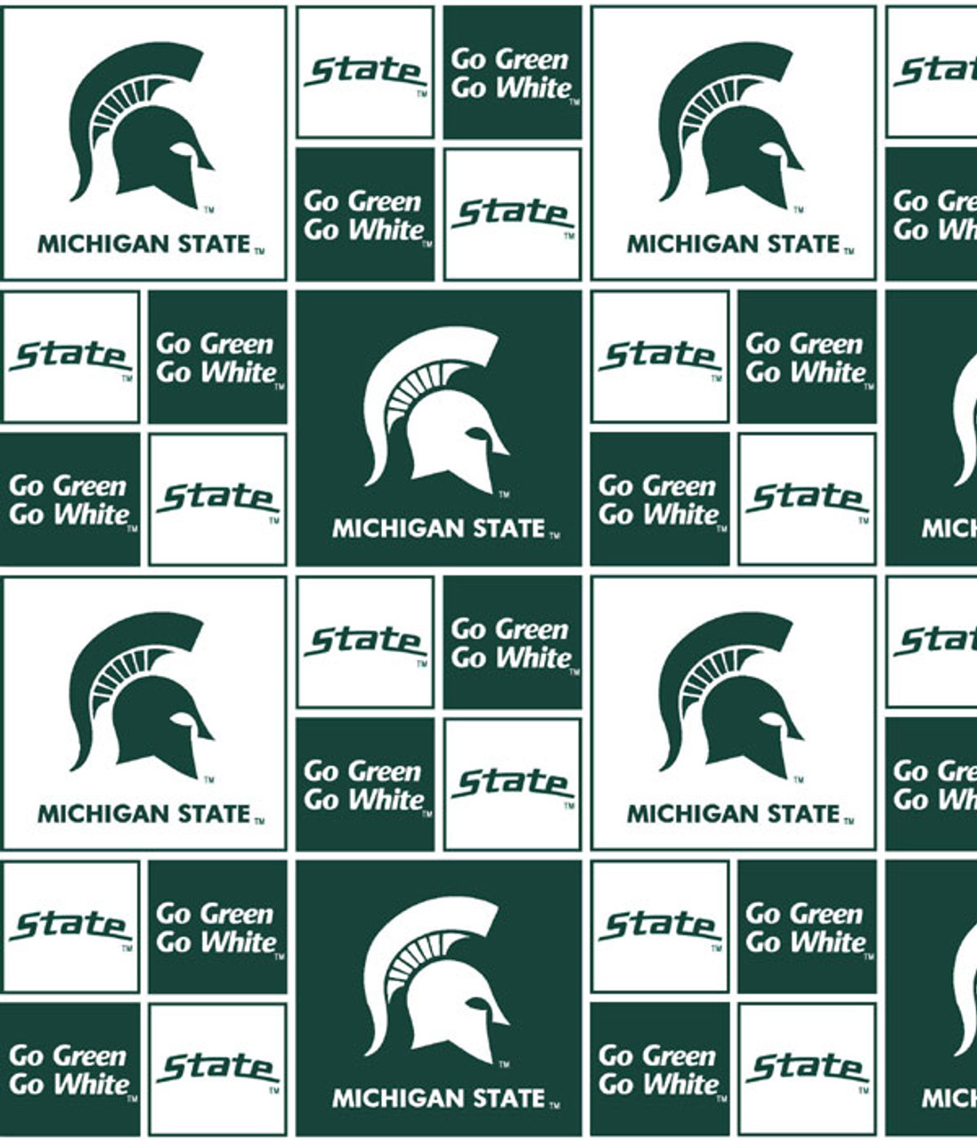 Michigan State University Fabric Fine Cotton Classic Geometric Design Sold By The Yard College Fabric Store