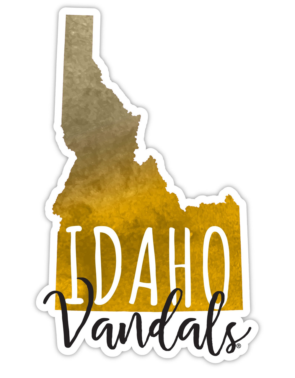 Idaho Vandals Watercolor State Die Cut Decal 4-Inch