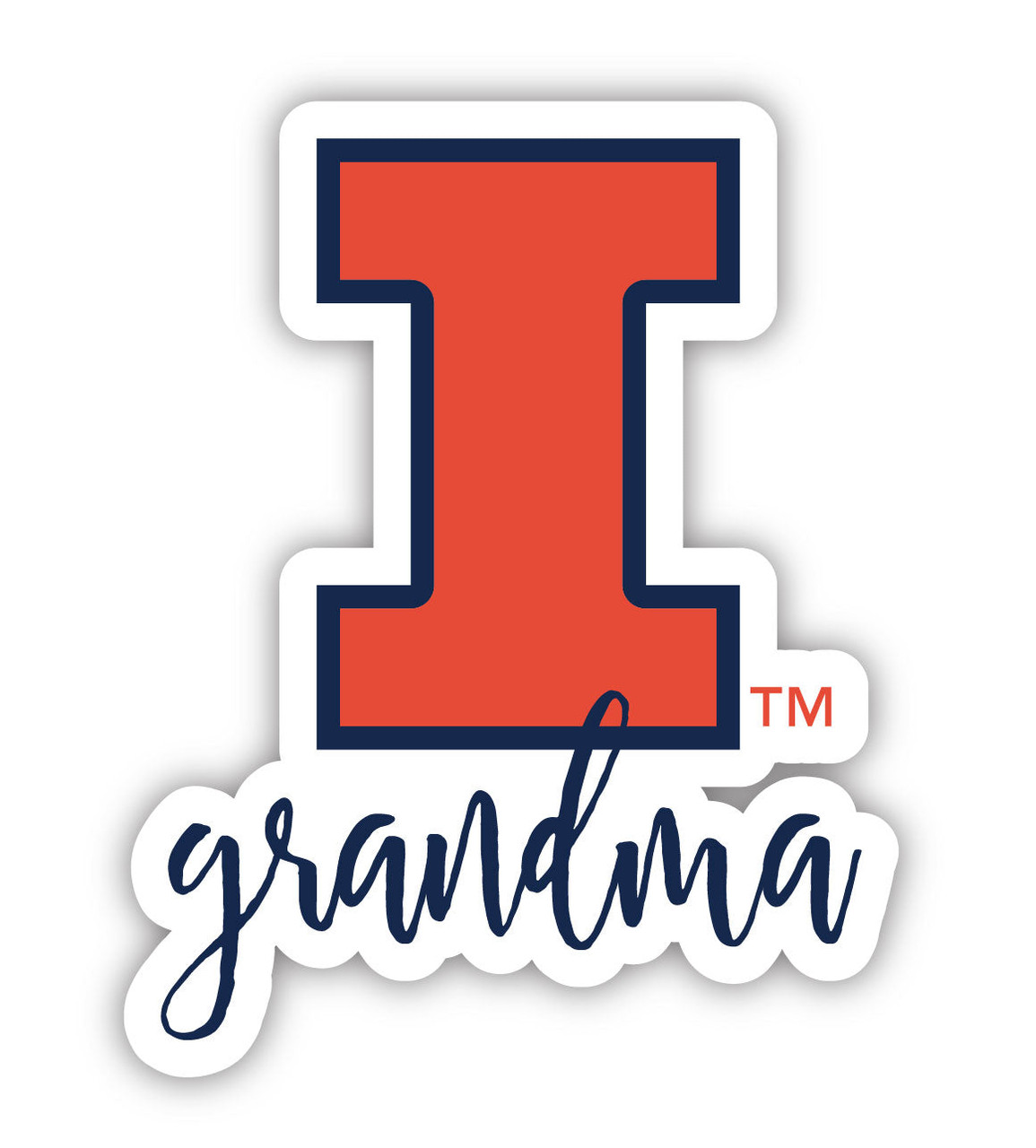 Illinois Fighting Illini 4 Inch Proud Grand Mom Die Cut Decal