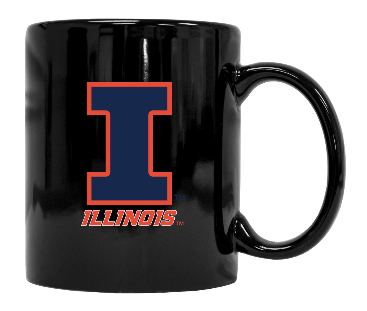 Illinois Fighting Illini Black Ceramic Coffee Mug 2-Pack (Black).
