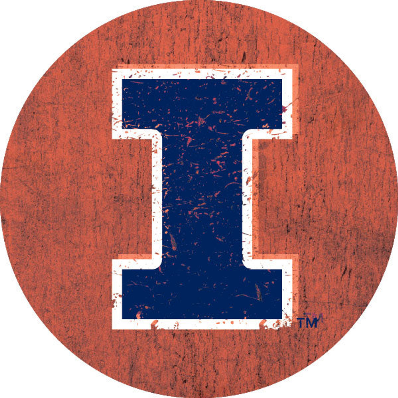 Illinois Fighting Illini Distressed Wood Grain 4 Inch Round Magnet