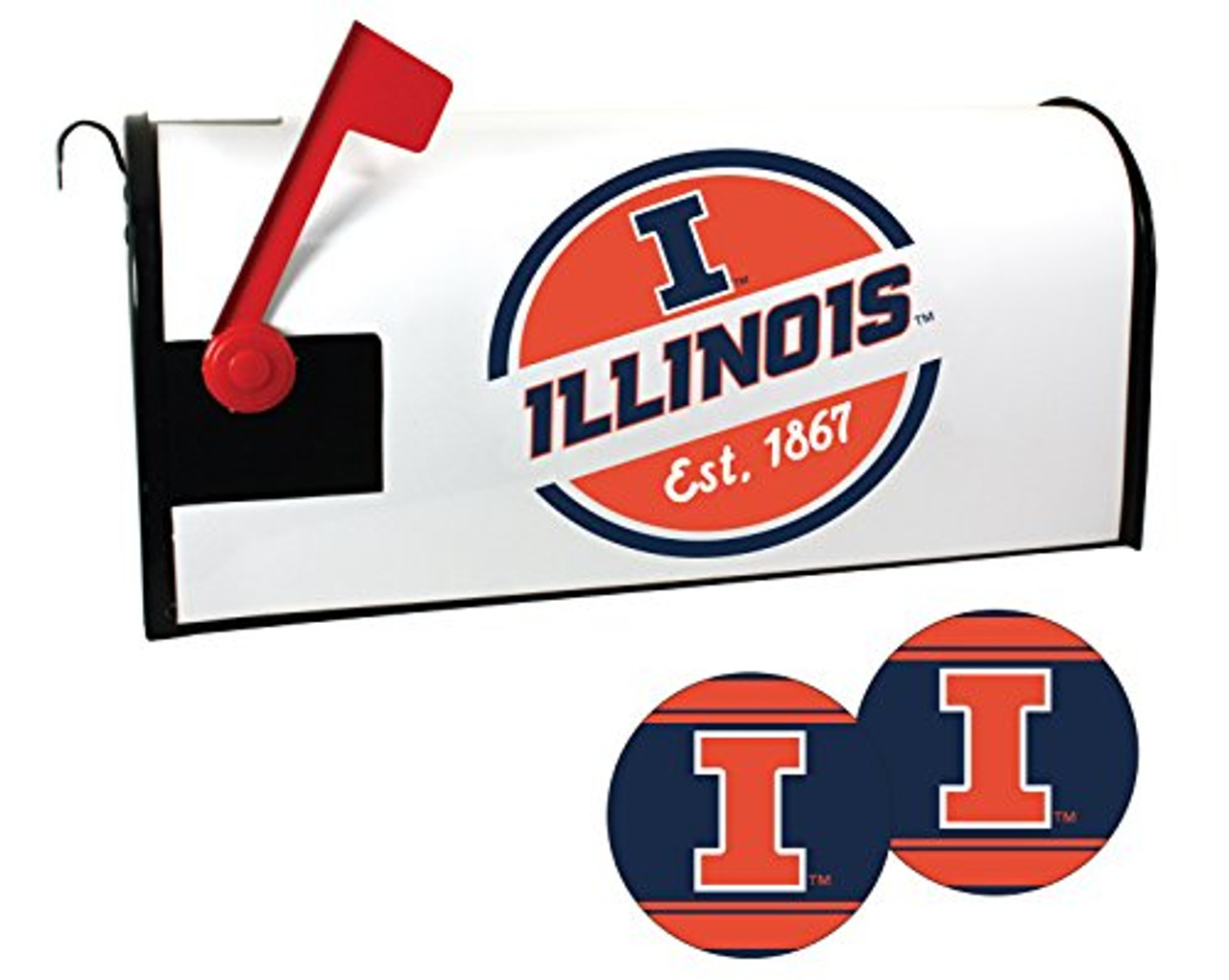 Illinois Fighting Illini Magnetic Mailbox Cover and Sticker Set