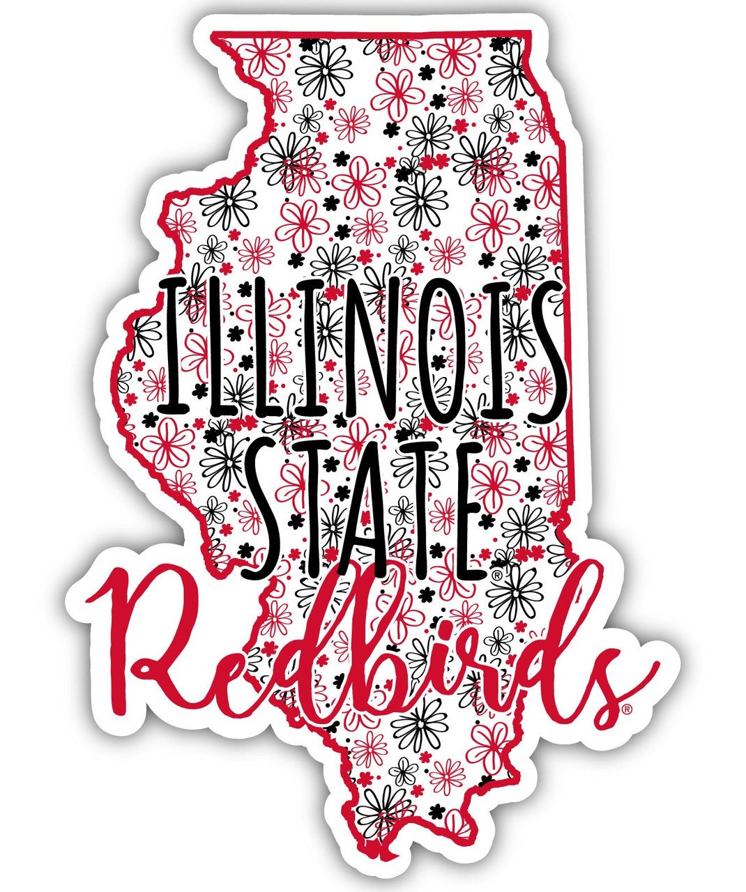 Illinois State Redbirds Floral State Die Cut Decal 4 Inch College Fabric Store 5436