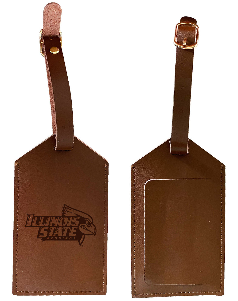 Illinois State Redbirds Leather Luggage Tag Engraved