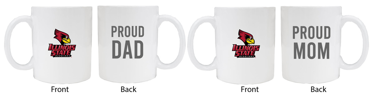 Illinois State Redbirds Proud Mom And Dad White Ceramic Coffee Mug 2 pack (White).