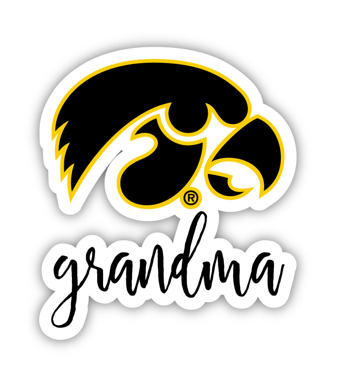 Iowa Hawkeyes 4 Inch Proud Grand Mom Die Cut Decal