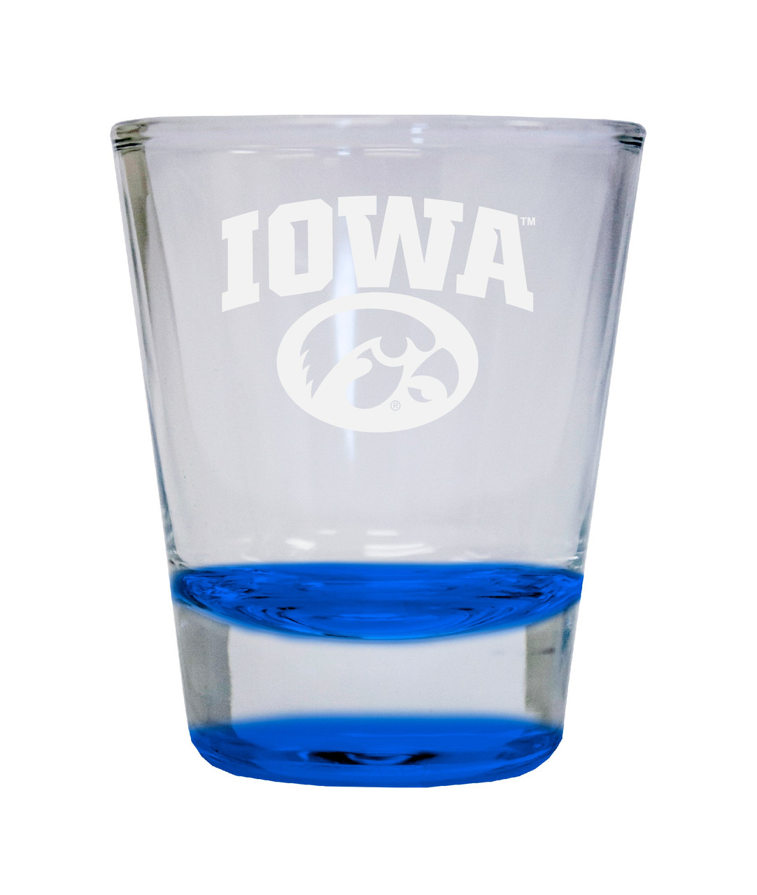 Iowa Hawkeyes Etched Round Shot Glass 2 oz Blue