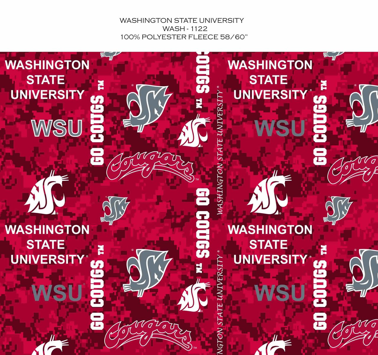 WASHINGTON STATE DIGITAL CAMO FLEECE ALLOVER DESIGN