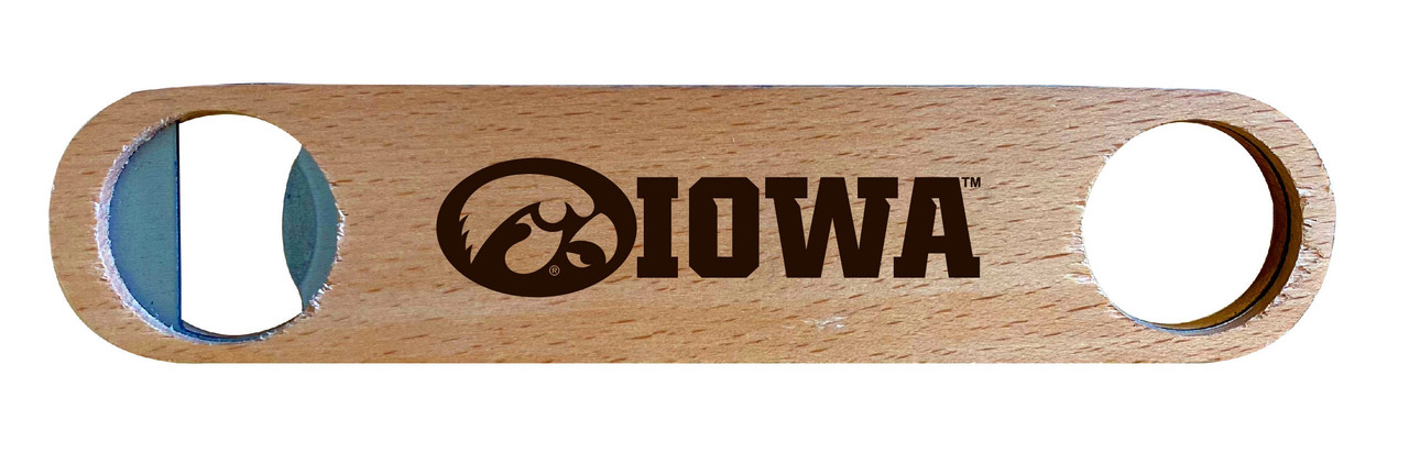 Iowa Hawkeyes Laser Etched Wooden Bottle Opener College Logo Design