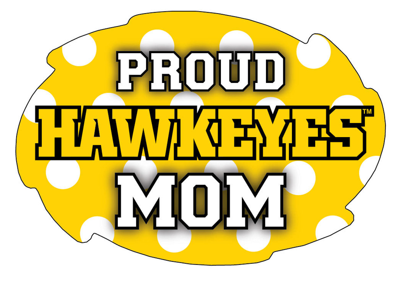 Iowa Hawkeyes NCAA Collegiate Trendy Polka Dot Proud Mom 5" x 6" Swirl Decal Sticker