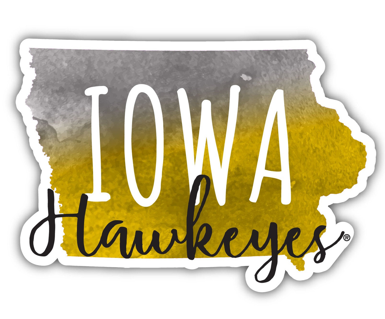 Iowa Hawkeyes Watercolor State Die Cut Decal 4-Inch