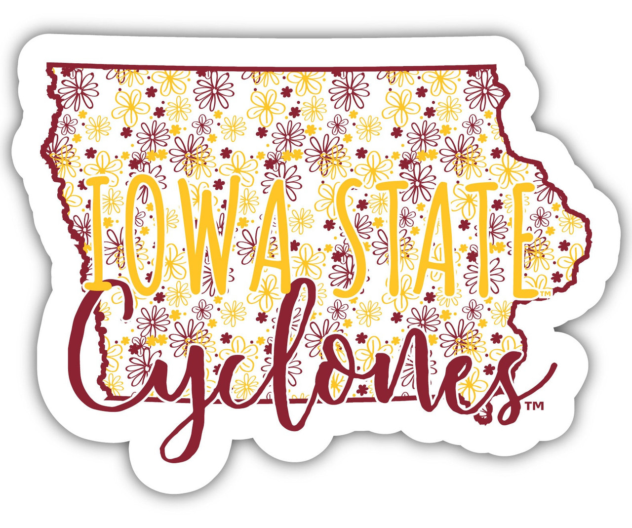 Iowa State Cyclones Floral State Die Cut Decal 4-Inch