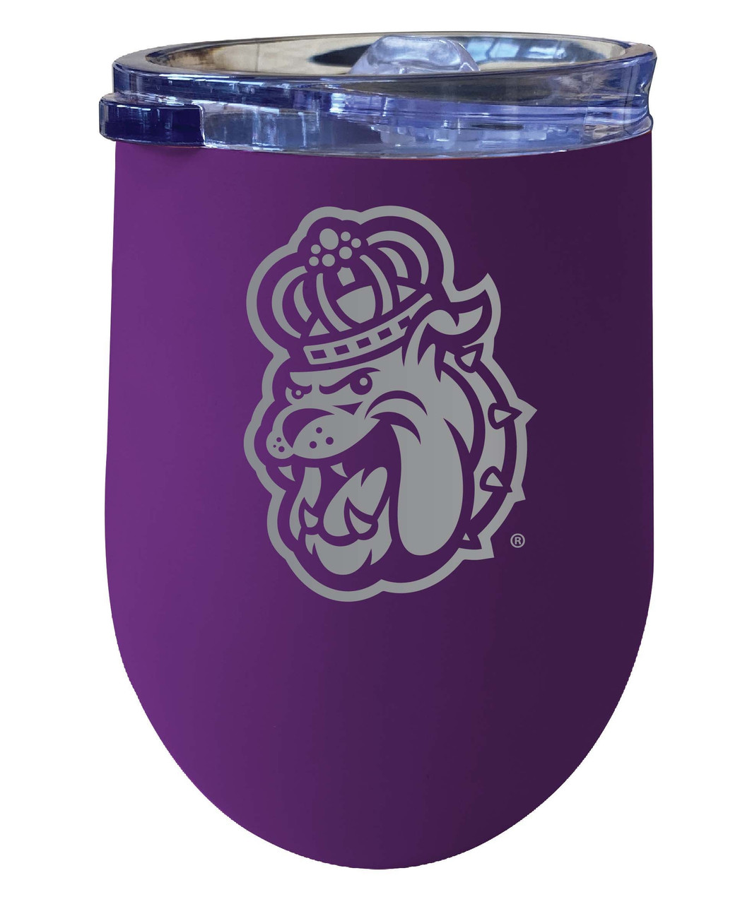 James Madison Dukes 12 oz Etched Insulated Wine Stainless Steel Tumbler Purple