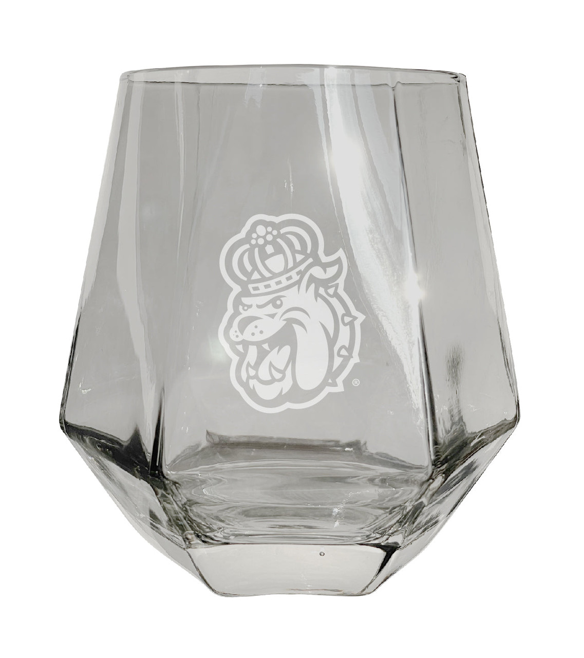 James Madison Dukes Etched Diamond Cut Stemless 10 ounce Wine Glass Clear