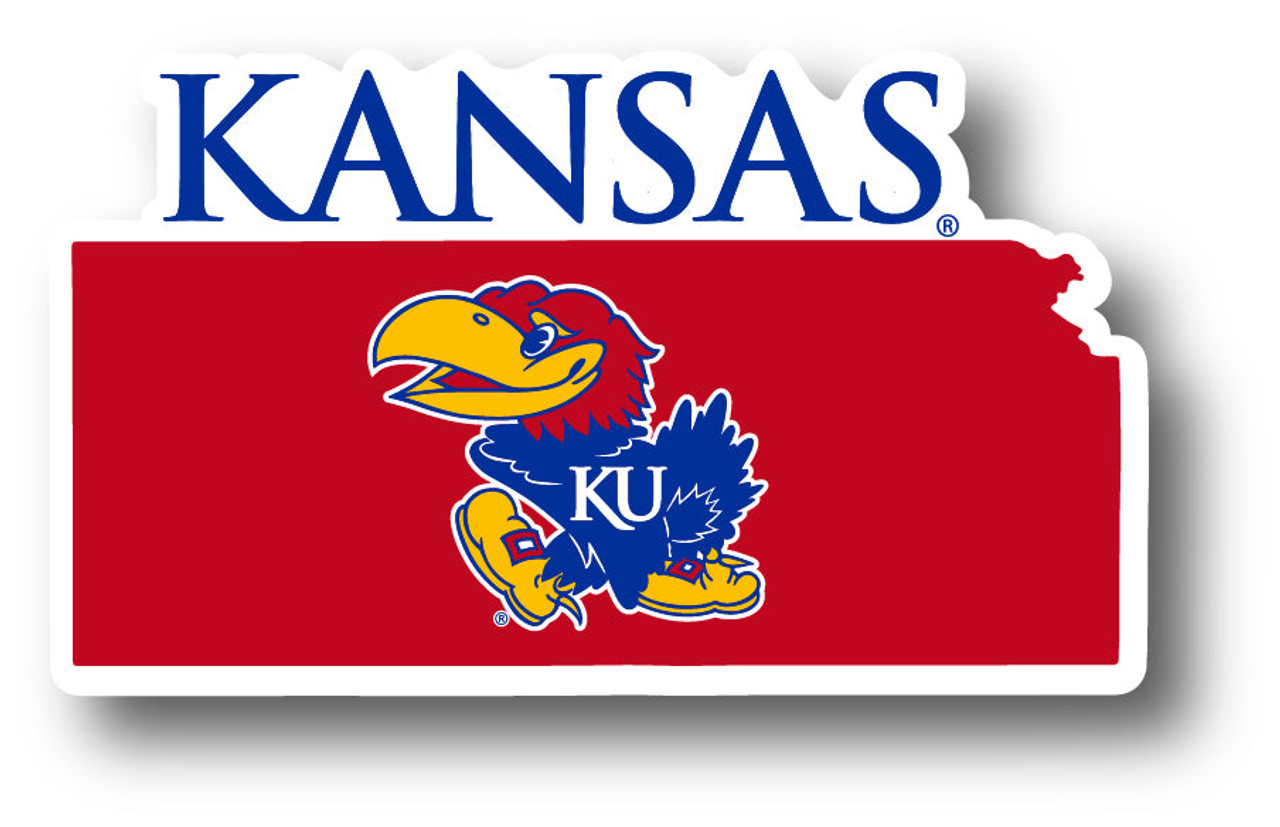 Kansas Jayhawks 4 Inch State Shape Vinyl Decal Sticker