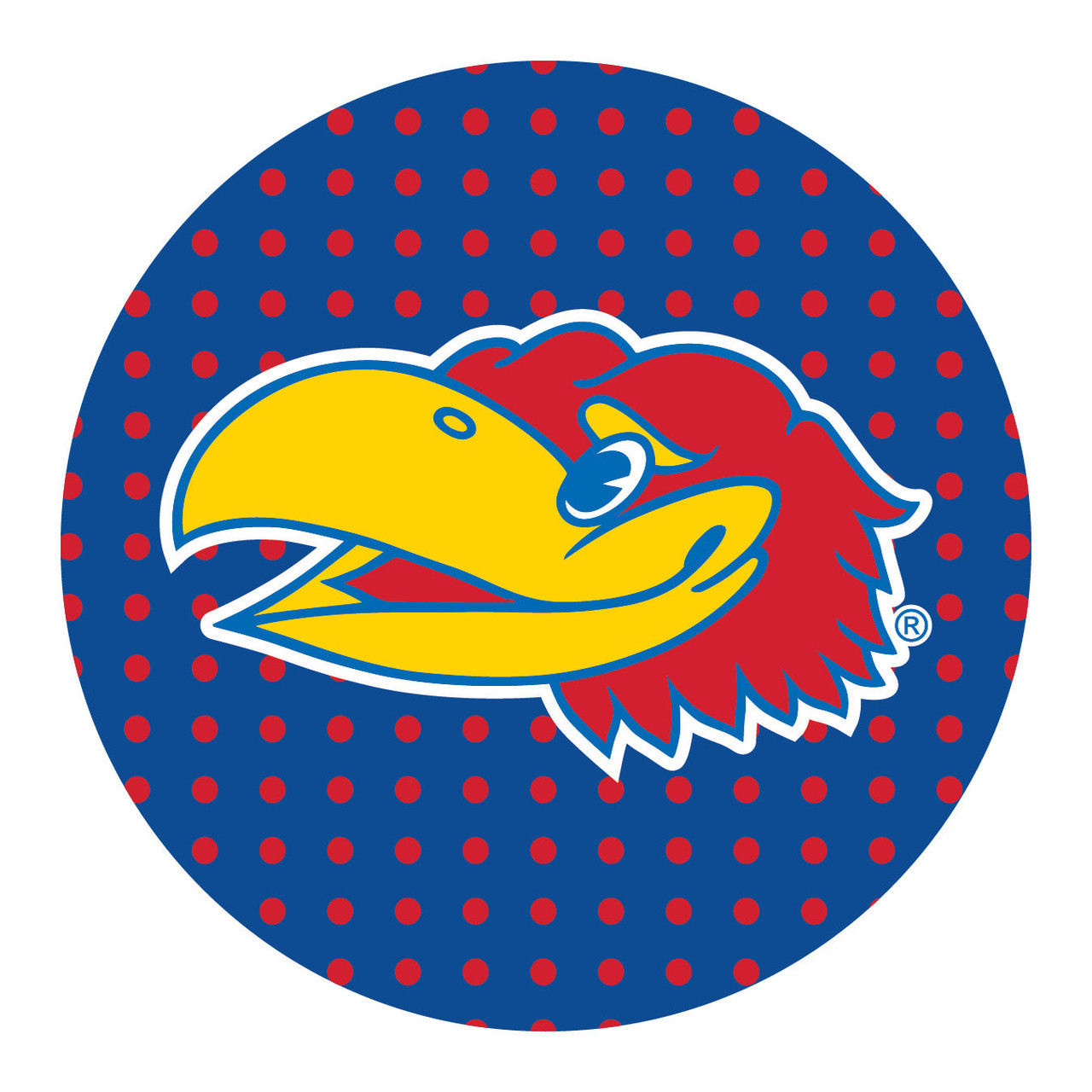 Kansas Jayhawks Collegiate 4 Inch Round Trendy Polka Dot Magnet