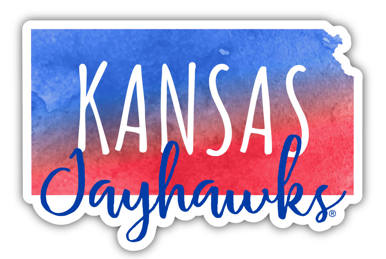 Kansas Jayhawks Watercolor State Die Cut Decal 2-Inch