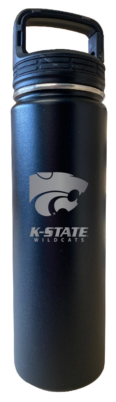 Kansas State Wildcats 32 oz Engraved Insulated Double Wall Stainless Steel Water Bottle Tumbler (Black)