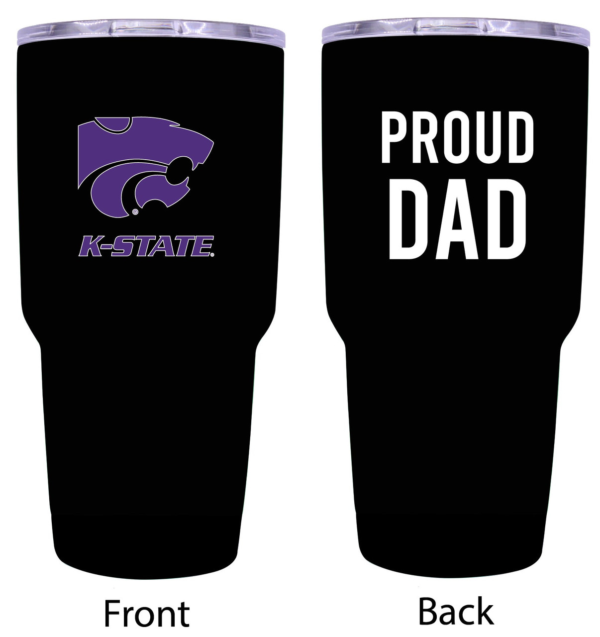 Kansas State Wildcats Proud Dad 24 oz Insulated Stainless Steel Tumblers Black.