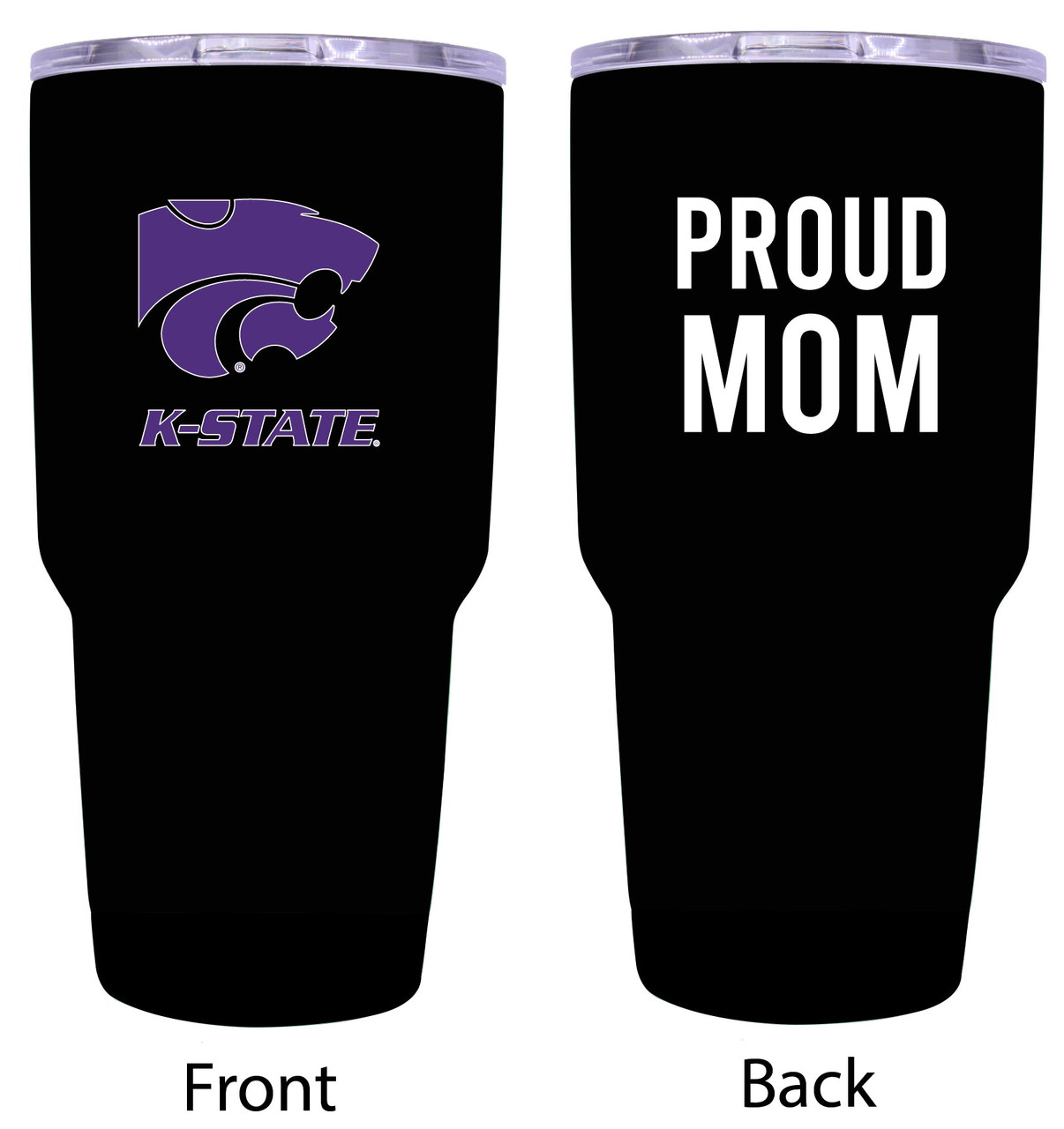 Kansas State Wildcats Proud Mom 24 oz Insulated Stainless Steel Tumblers Black.
