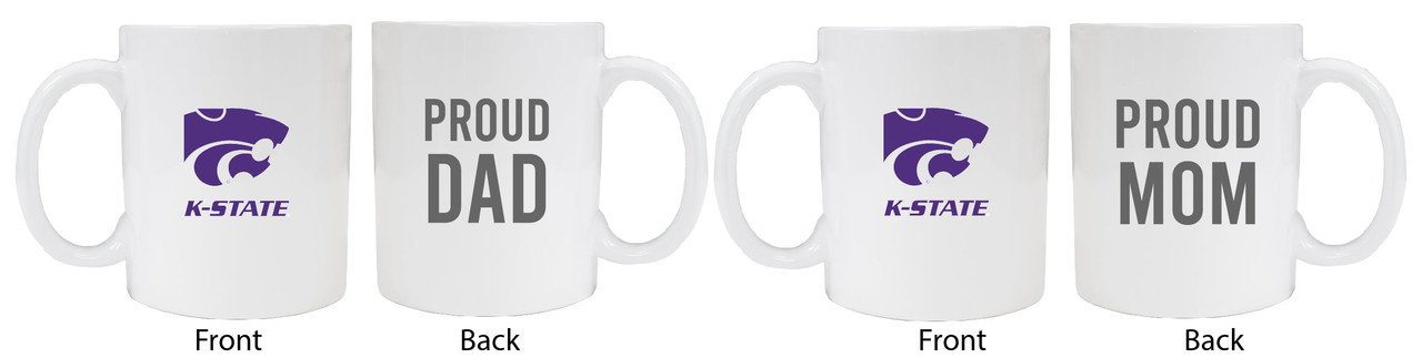 Kansas State Wildcats Proud Mom And Dad White Ceramic Coffee Mug 2 pack (White).